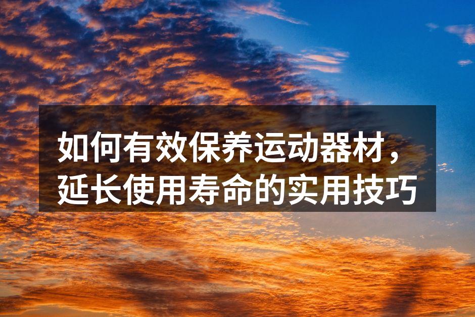 如何有效保养运动器材，延长使用寿命的实用技巧